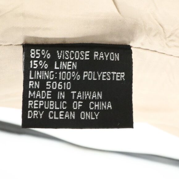 Kasper ASL Jacket Womens 14 Beige Lined Linen Blend Shoulder Pads Safari Career - Picture 7 of 16